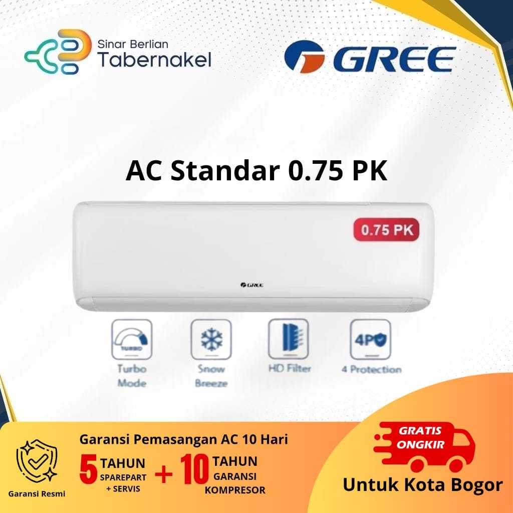 AC Gree 0.75 PK Standar GWC07N1A - Dingin Cepat, Irit Listrik, Garansi Resmi - Bogor