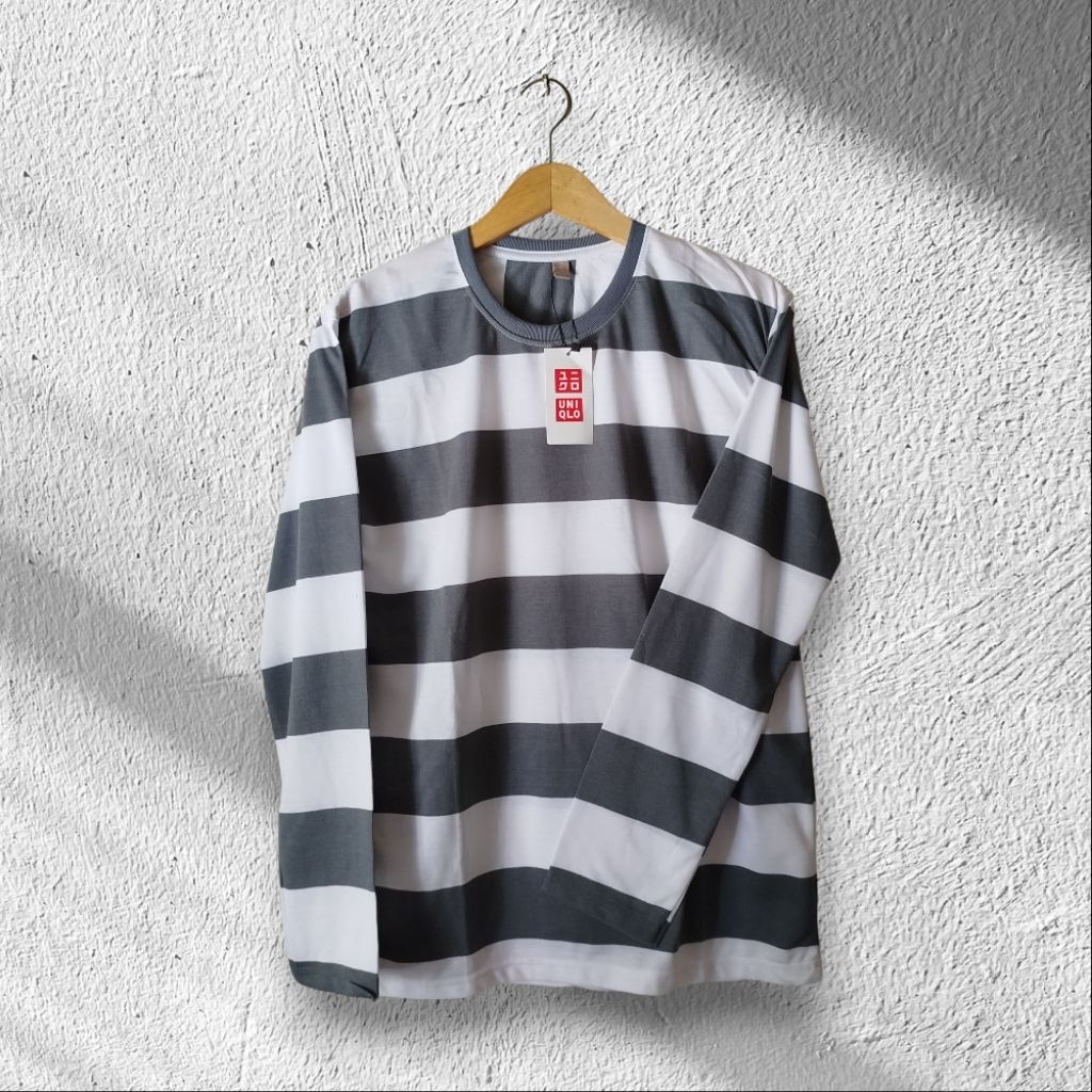 KAOS LENGAN PANJANG SALUR GARIS GARIS CEWEK COWOK TERMURAH