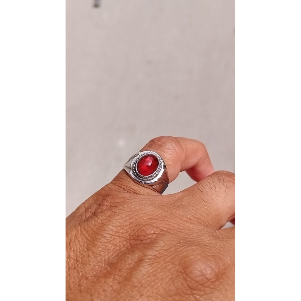 Natural Red Garnet srilangka, ring monel size 6,5 dimensi small