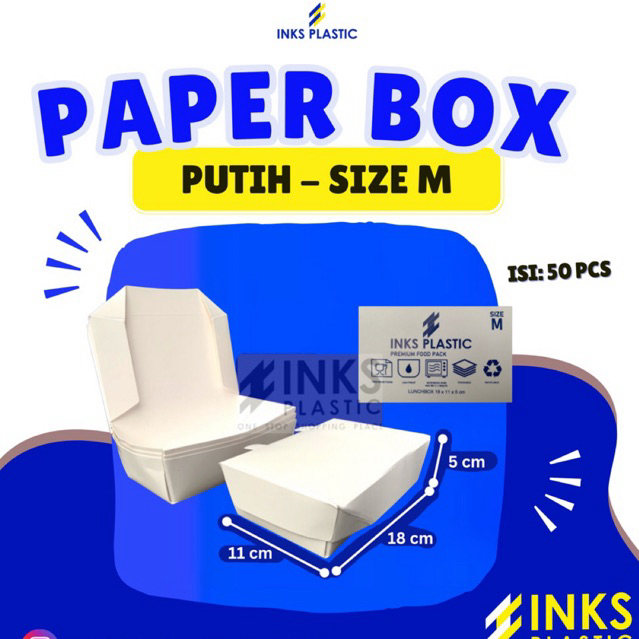 PAPER LUNCH BOX POLOS UKURAN M PUTIH PAPER BOX KOTAK MAKAN