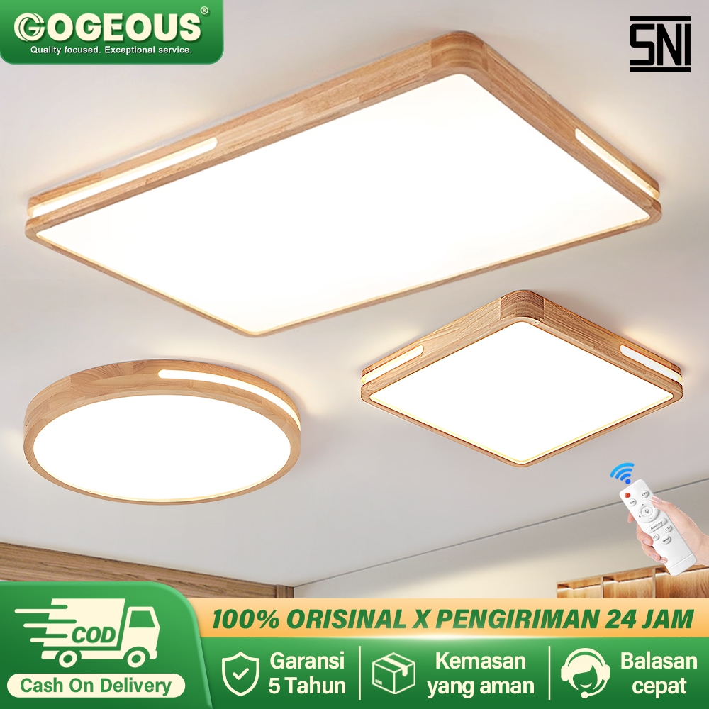 COD Lampu Plafon Minimalis Modern 3 Warna LED 23-50CM Kayu Ruang Tamu Kamar Tidur PVC Lampu Plafon