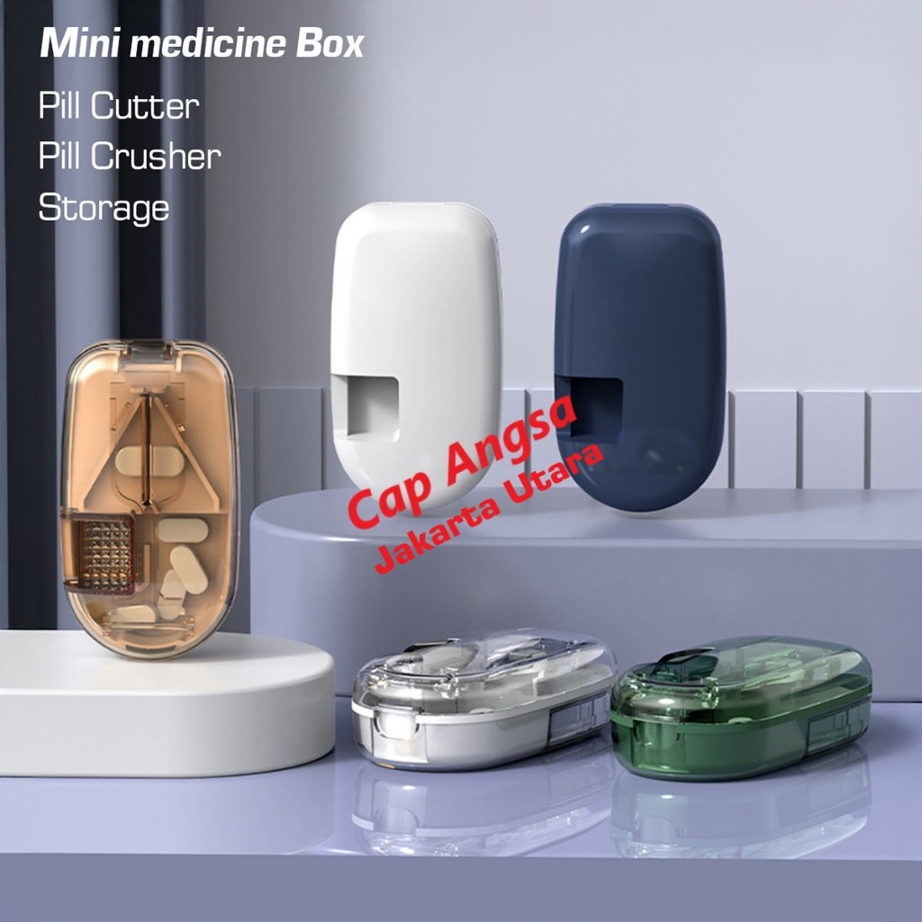 [CAPANGSA_01] Kotak Obat Mini 3in1 Pill Box Tablet Cutter Splitter Crusher Grinder | Pemotong Pembel