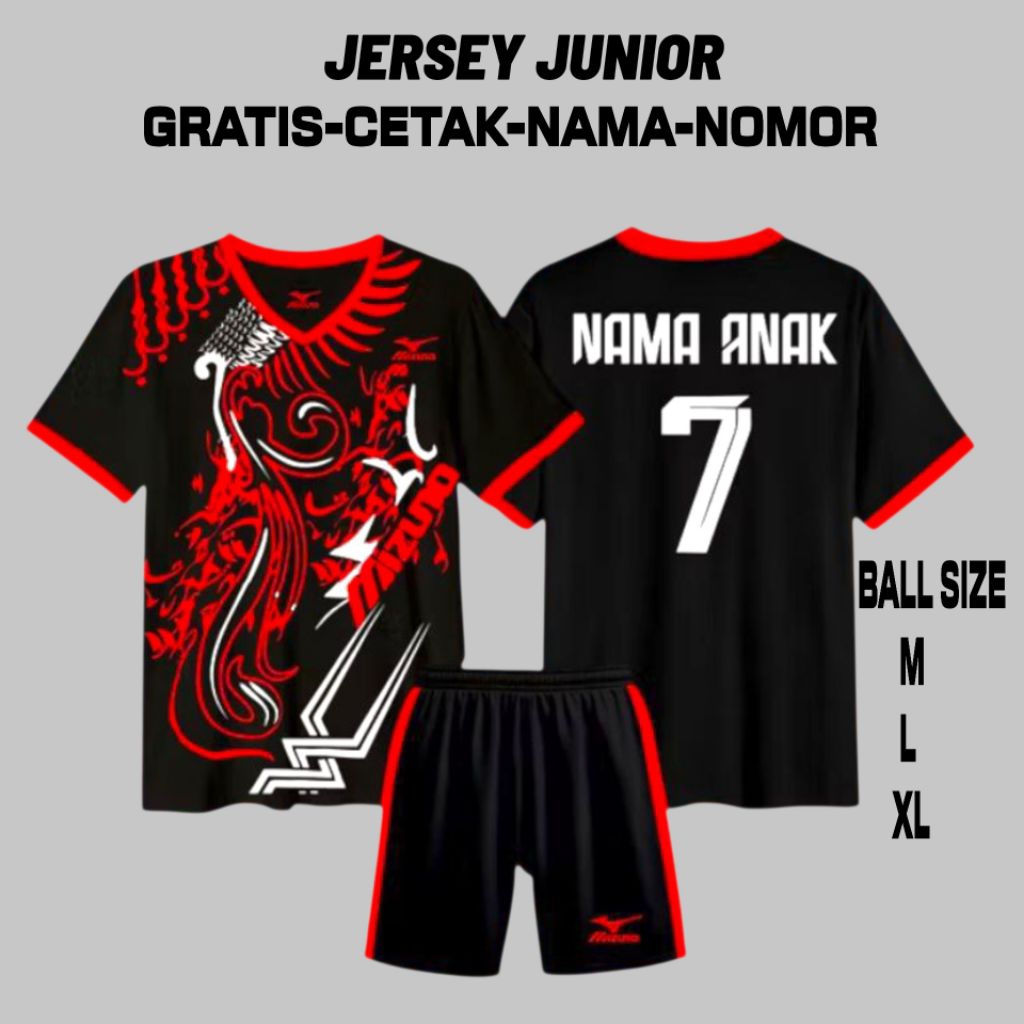 BAJU ANAK ANAK GRATIS BIKIN NAMA DAN NOMOR PUNGGUNG ANEKA JERSEY FUTSAL BOLA VOLI BADMINTON BUAT ANA