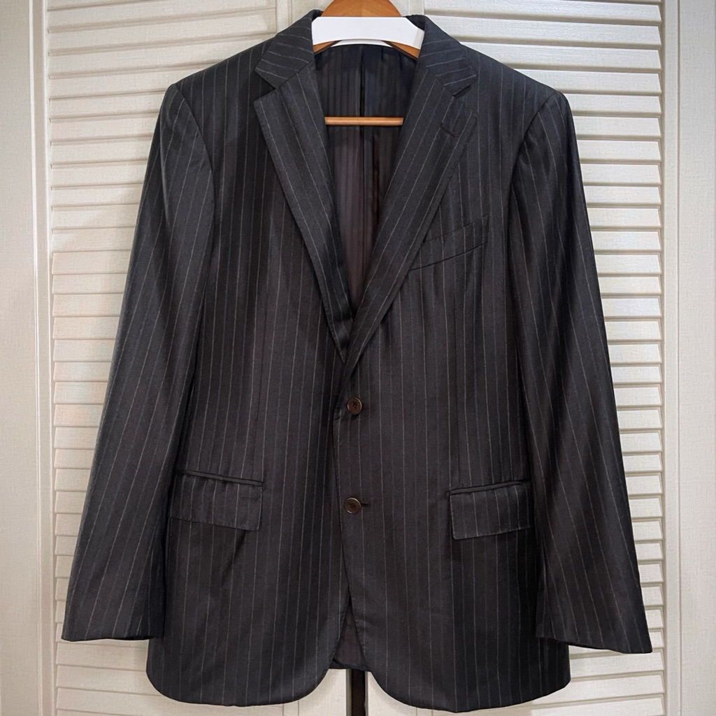 Made in Spain - Ermenegildo Zegna - City Fit Milano Wool Pinstripe Suit / Blazer / Sport Coat / Jas 