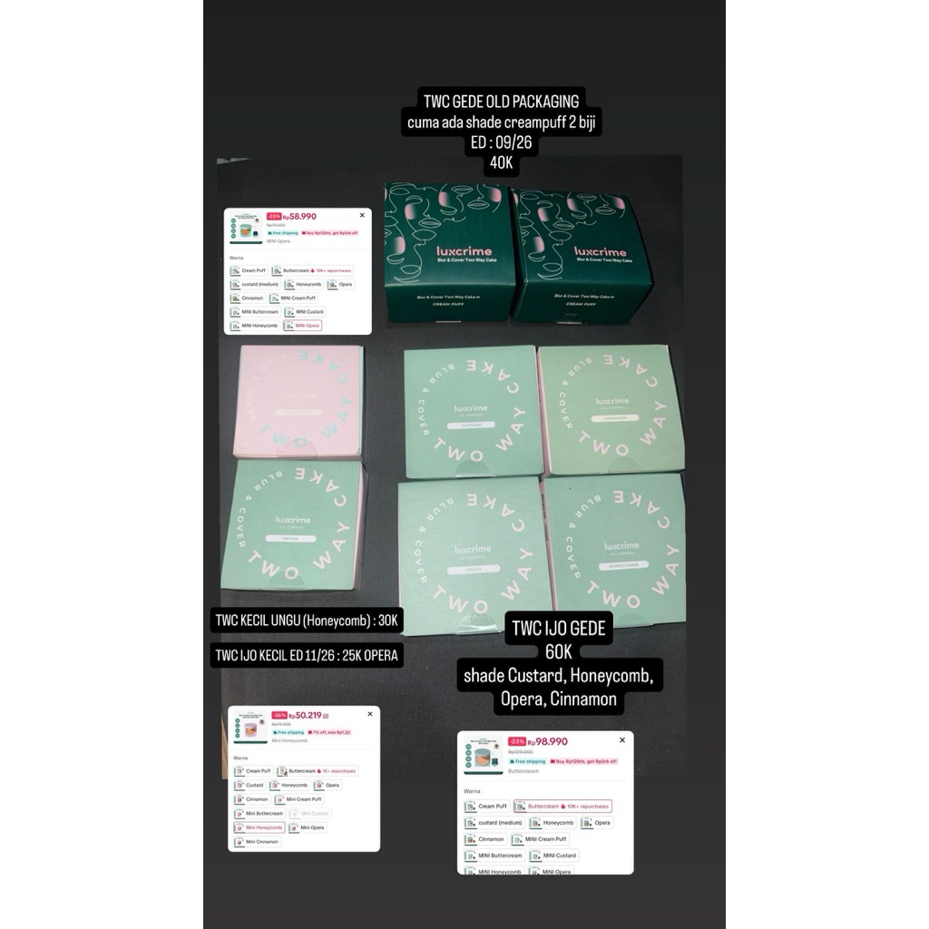 LUXCRIME PRODUCT NEW TWO WAY CAKE, SKIN TINT, CONCEALER, CUSHION, FOUNDATION, CONTOUR, EYELINER, HIG