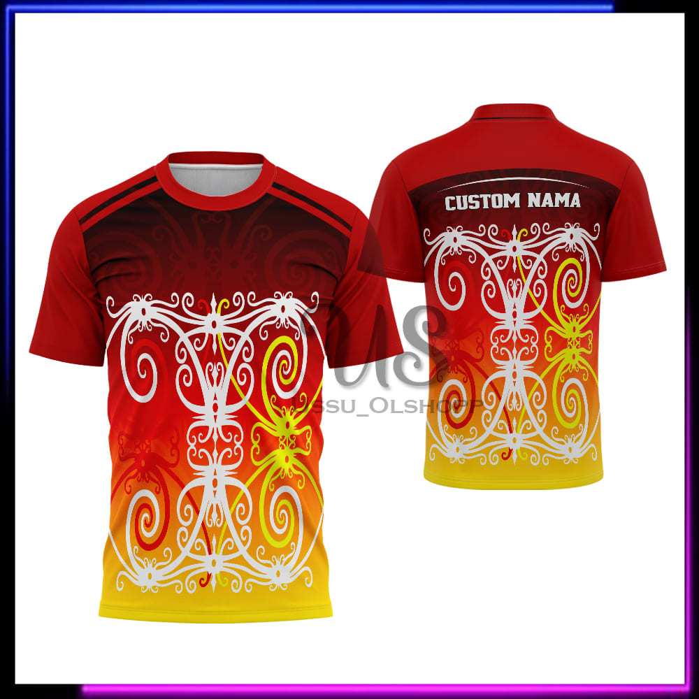 Jersey Batik Dayak - Kaos Pria Motif Batik Dayak Kalimantan Bisa Pake Nama