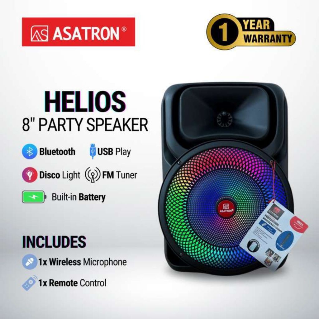 Speaker Portabel Asatron 8 inch Helios 8 Usb Bloototh fm Radio