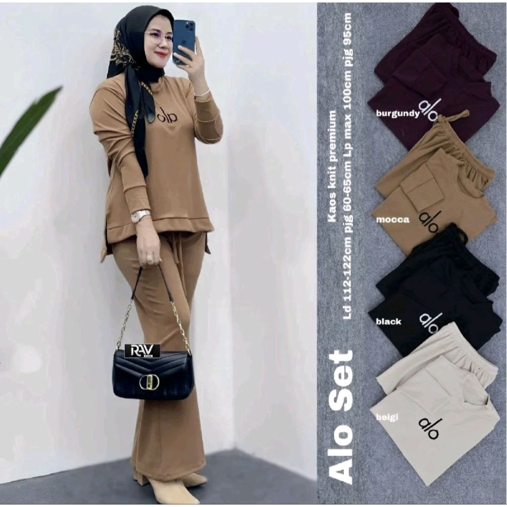 Alo set knit setelan celana cutbray