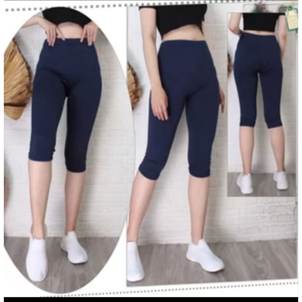 Celana Lejing Pendek 3/4 Standar Dan Jumbo Bahan Spandek Licin Polos,Celana Lejing Pendek Wanita