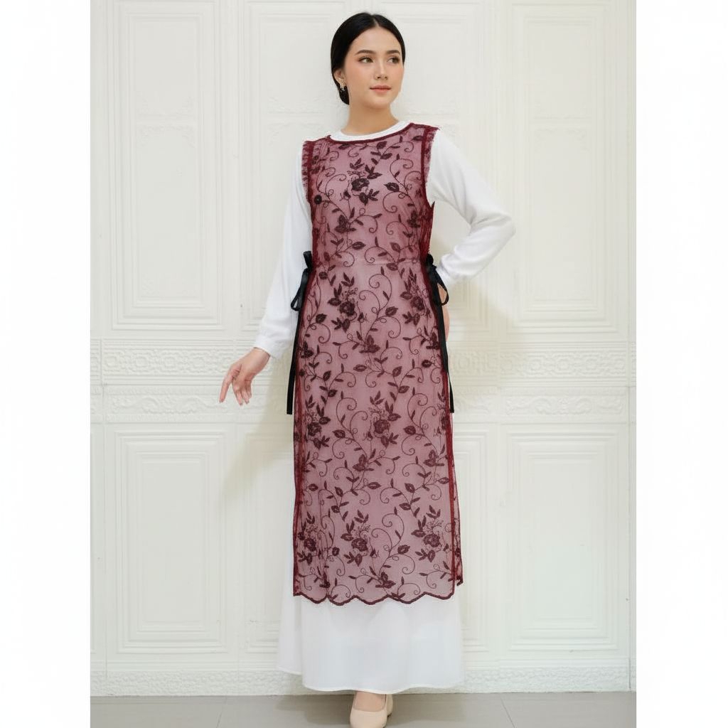 OUTER TILE TUNIK VEST TUNIK PREMIUM TALI SAMPING BRUKAT KONDANGAN PESTA