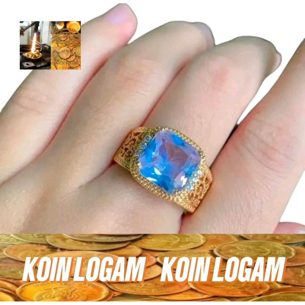 Cincin Wanita Batu Giok Putih Kotak Anti Karat Koin 91 Ori Perhiasan Elegan Lapis Emas Terbaru