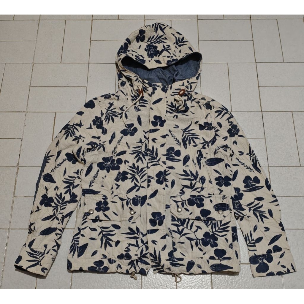 Jaket Casual Katun Andew Putih Motif Bunga