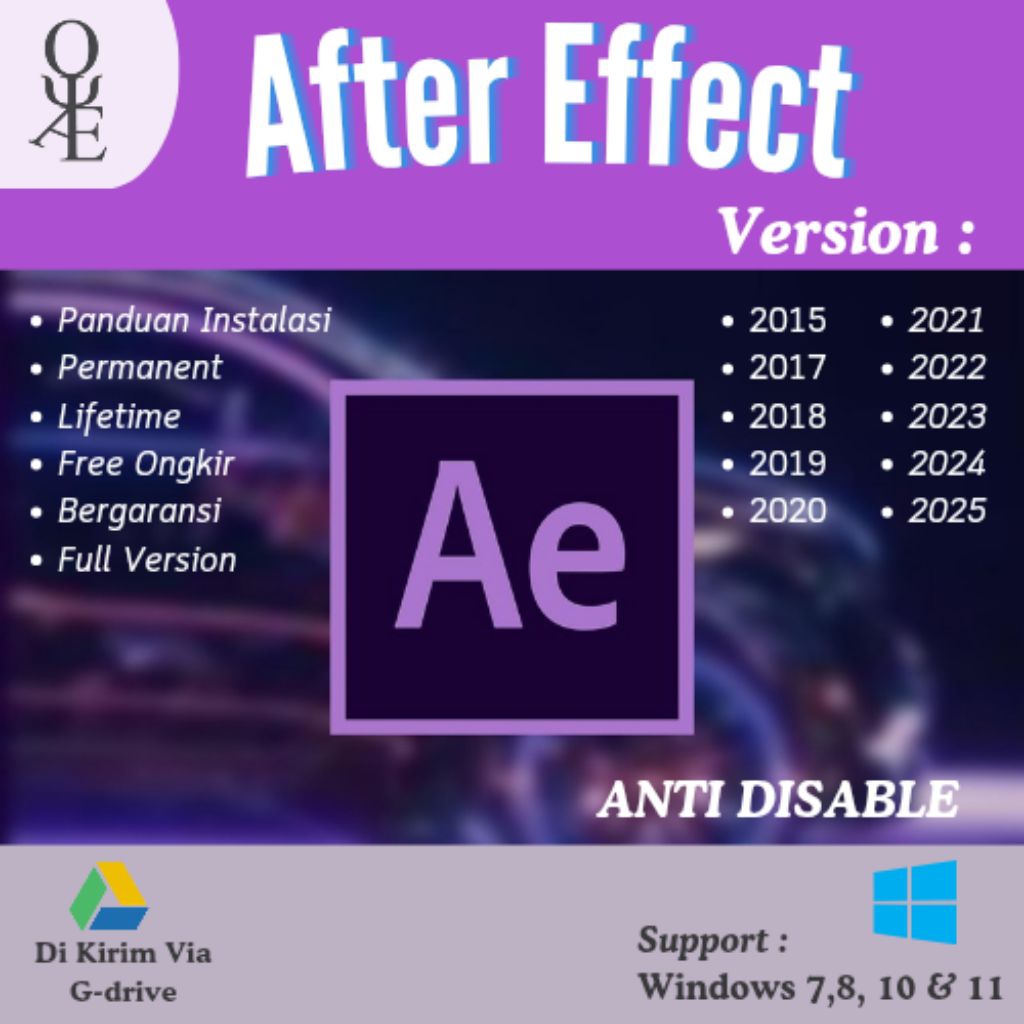 After Effects Full Version Baru/Lama Anti-Disable 2025 2024 2023 2022 2021 2020 2019 2018 2017 2015