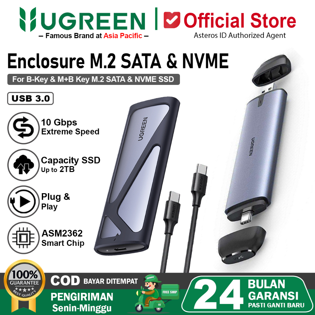 UGREEN Casing Enclosure SSD M.2 NVMe SATA NGFF To USB 3.1 / USB C 10Gbps