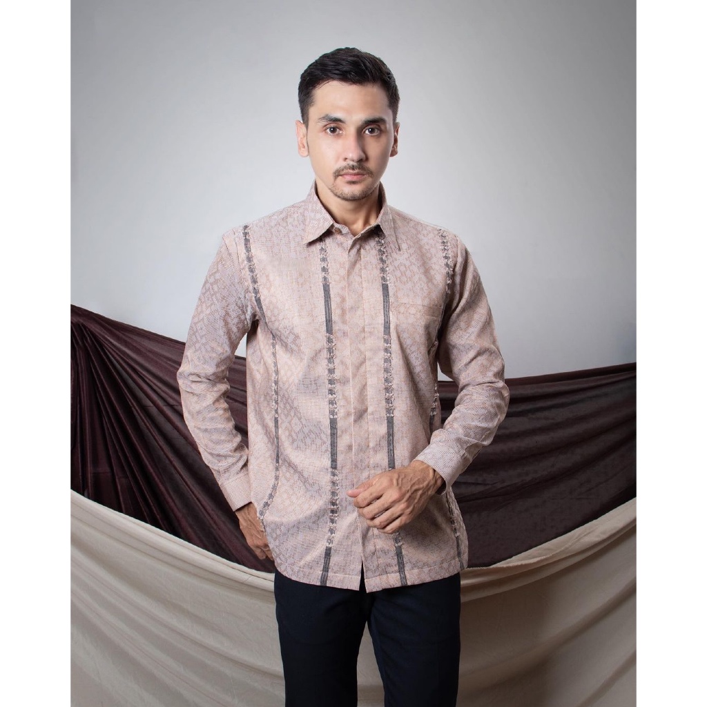Ismoyo - Tenun Songket bulu Lurik Edition / Atasan Kemeja Pria Lengan Panjang
