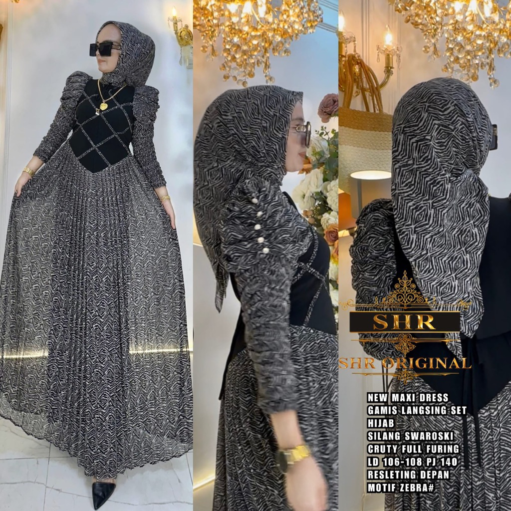 ORI SHR 100% - GAMIS SET HIJAB ZEBRA PREMIUM
