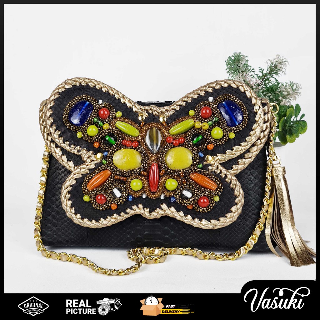 Clutch Kulit Ular Butterfly Asli Kulit Ular python