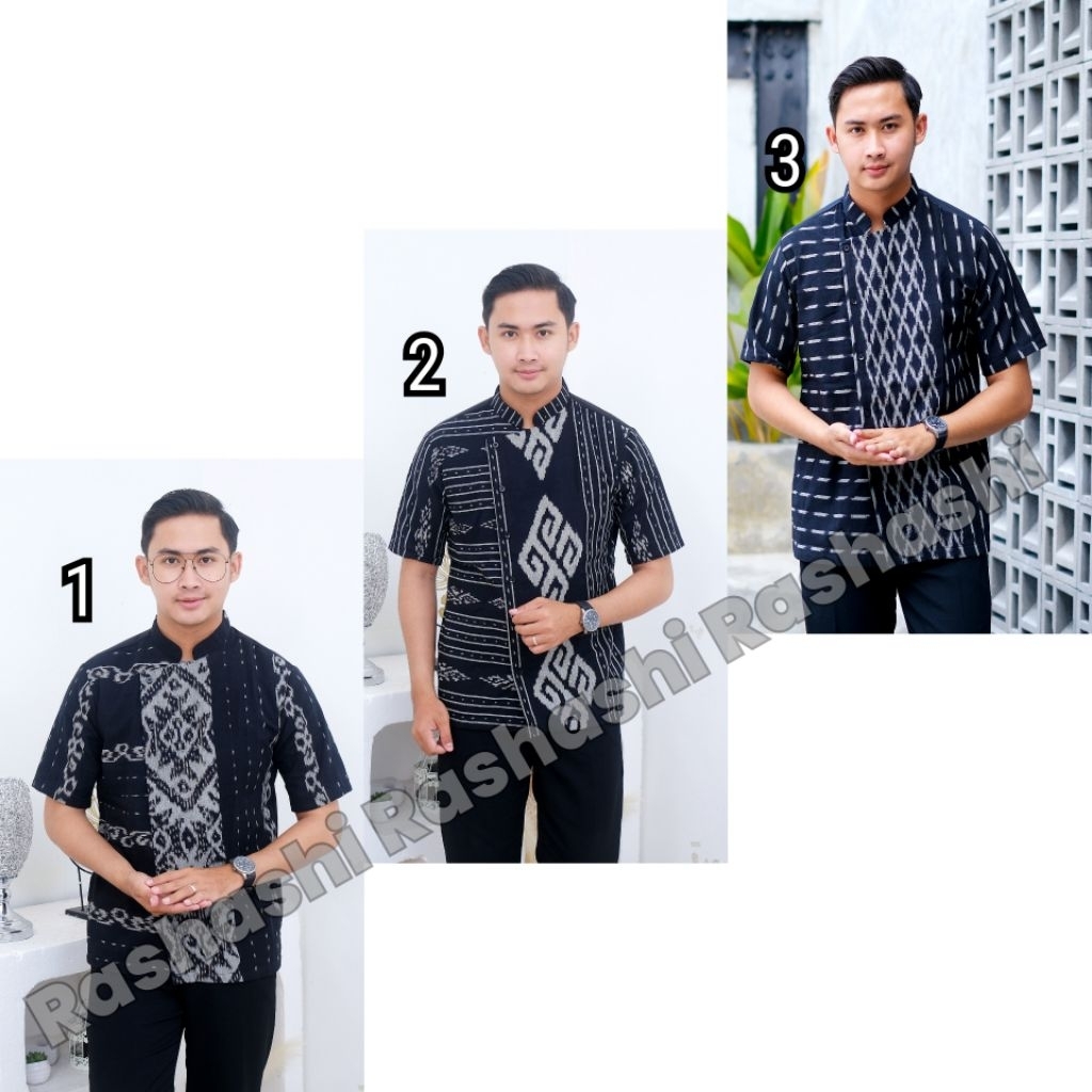 ARKAN Baju kemeja koko tenun cowok keren baju atasan kerja motif etnik outfit lebaran cowok kemeja p