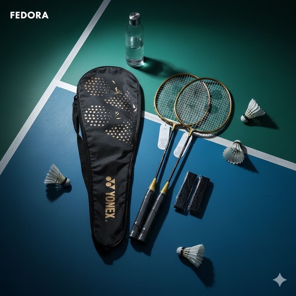 Raket bulutangkis Carbonex 9 isi 2Raket bonus tas+grip