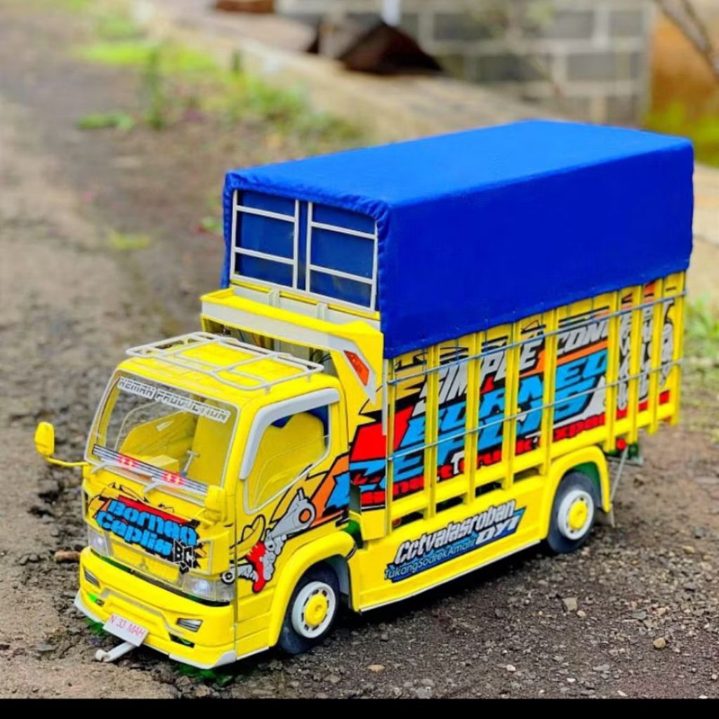 PROMO MURAH MINIATUR TRUK OLENG KAYU TRIPLEK BREWOG BREWOK  FULL LAMPU KELIP MURAH GROSIR MAINAN min