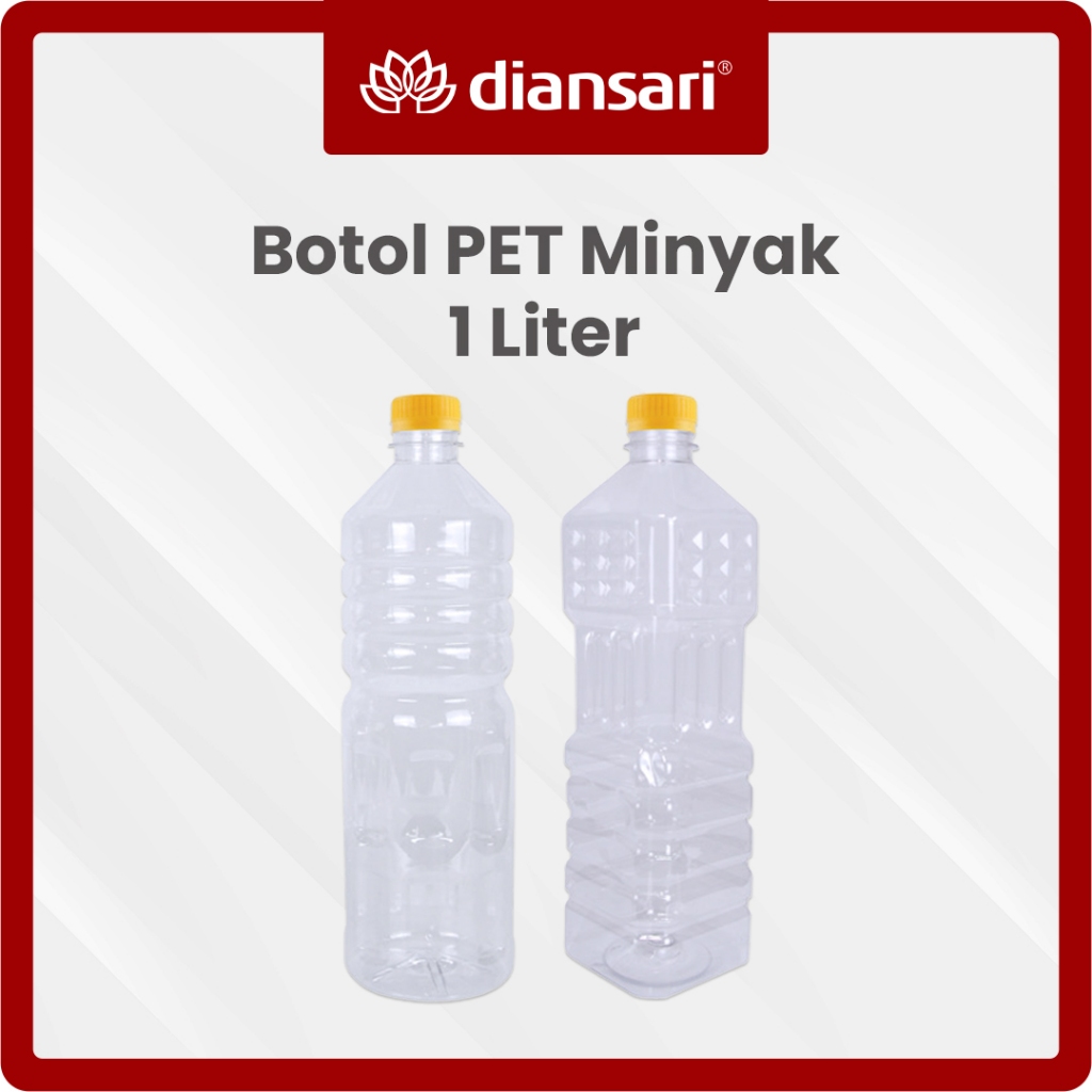 Botol PET Minyak 1 Liter Plastik - Botol Plastik Minyak Tanah LN + Tutup - DIANSARI