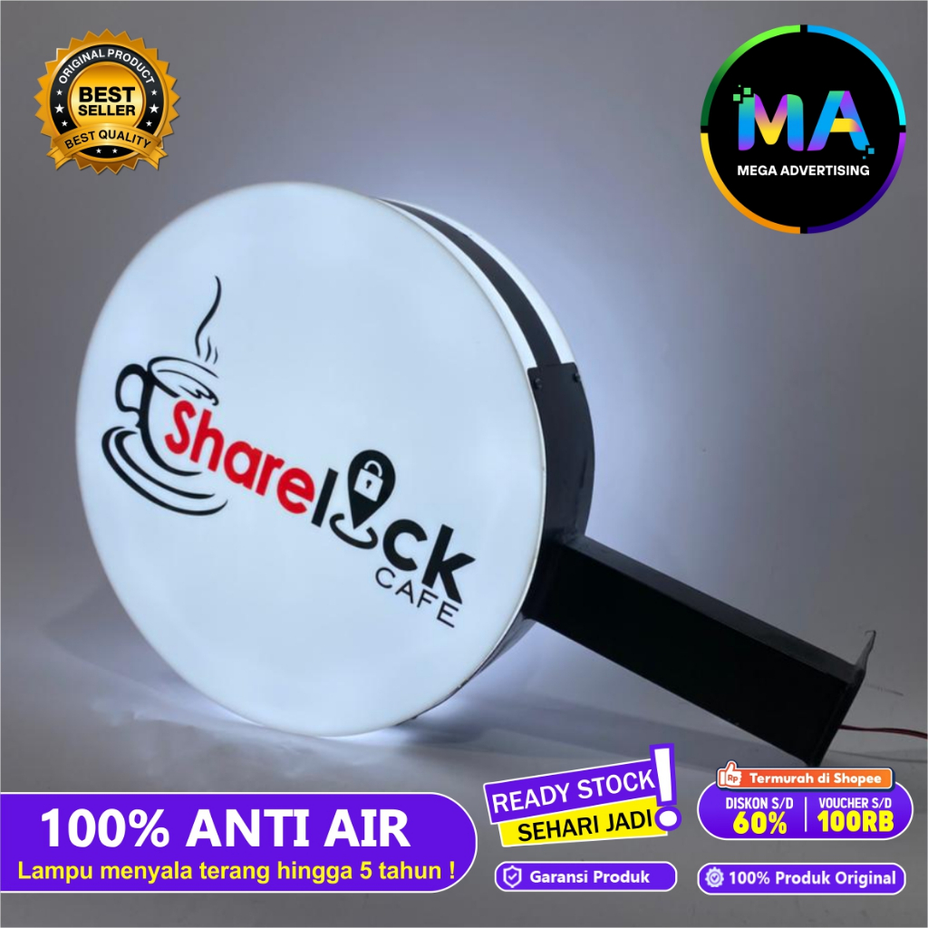 Neon Box Akrilik Bulat 2 Sisi