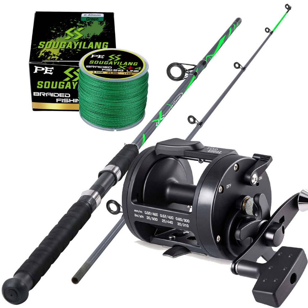 Set Pancing Trolling Reel 3.8:1 Gear Ratio Max Drag 25kg Joran Pancing Boat Fishing Rod 2 Bagian 2.1