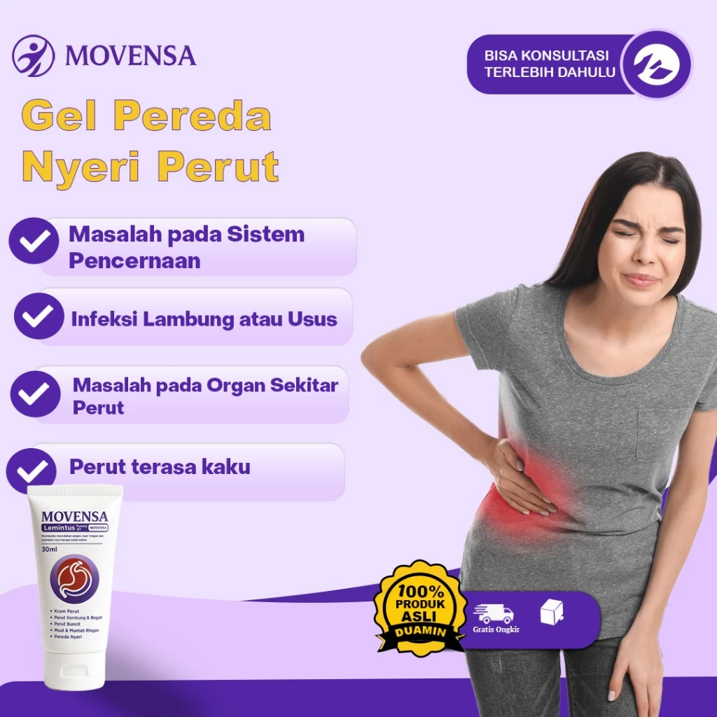 Movensa Official Store Gel Cream Soothing Krim Original Pereda Nyeri Perut dengan Bahan Alami