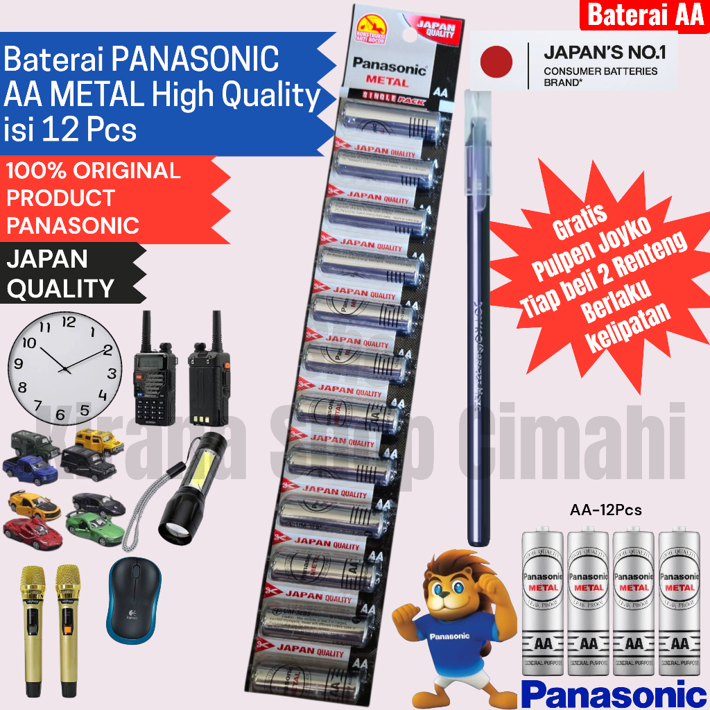 12 PCS BATERAI PANASONIC AA