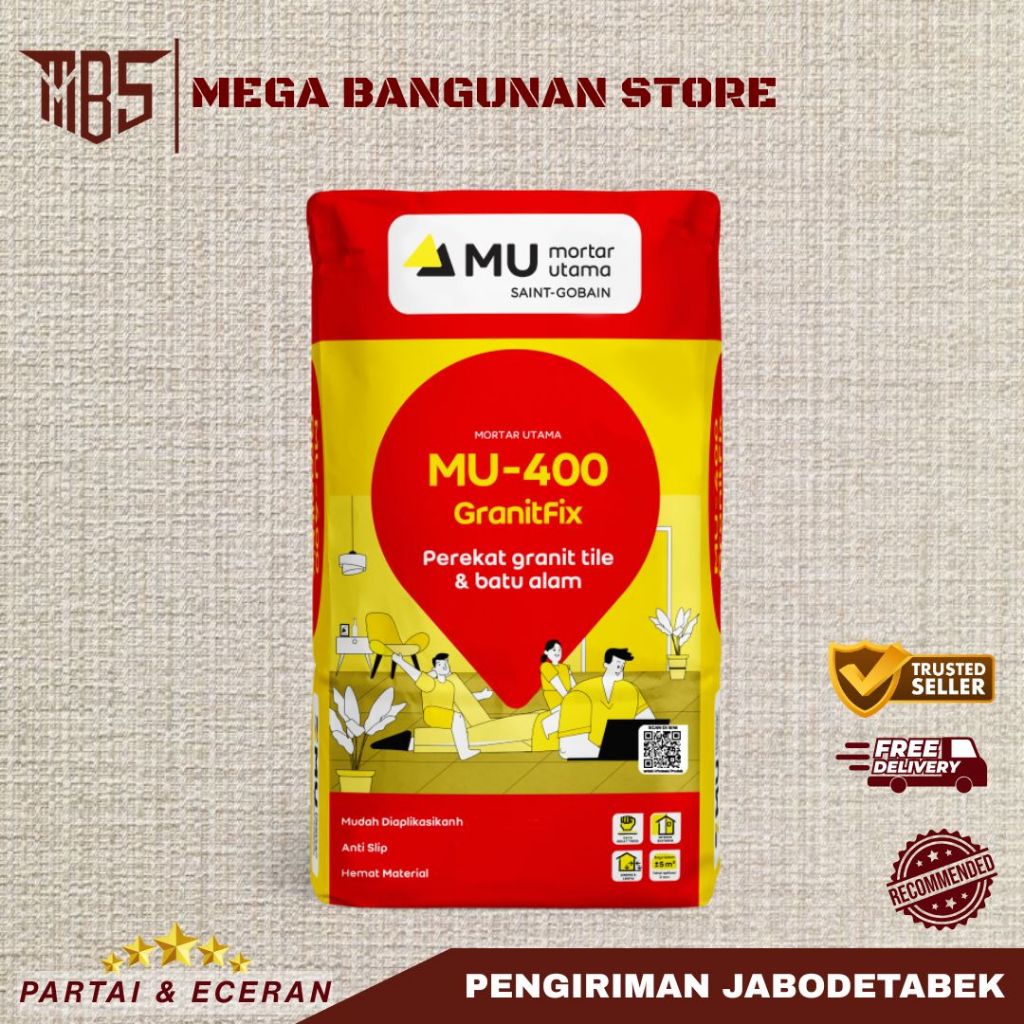 Semen Mortar Utama Perbaikan Lantai Mu-400-25kg