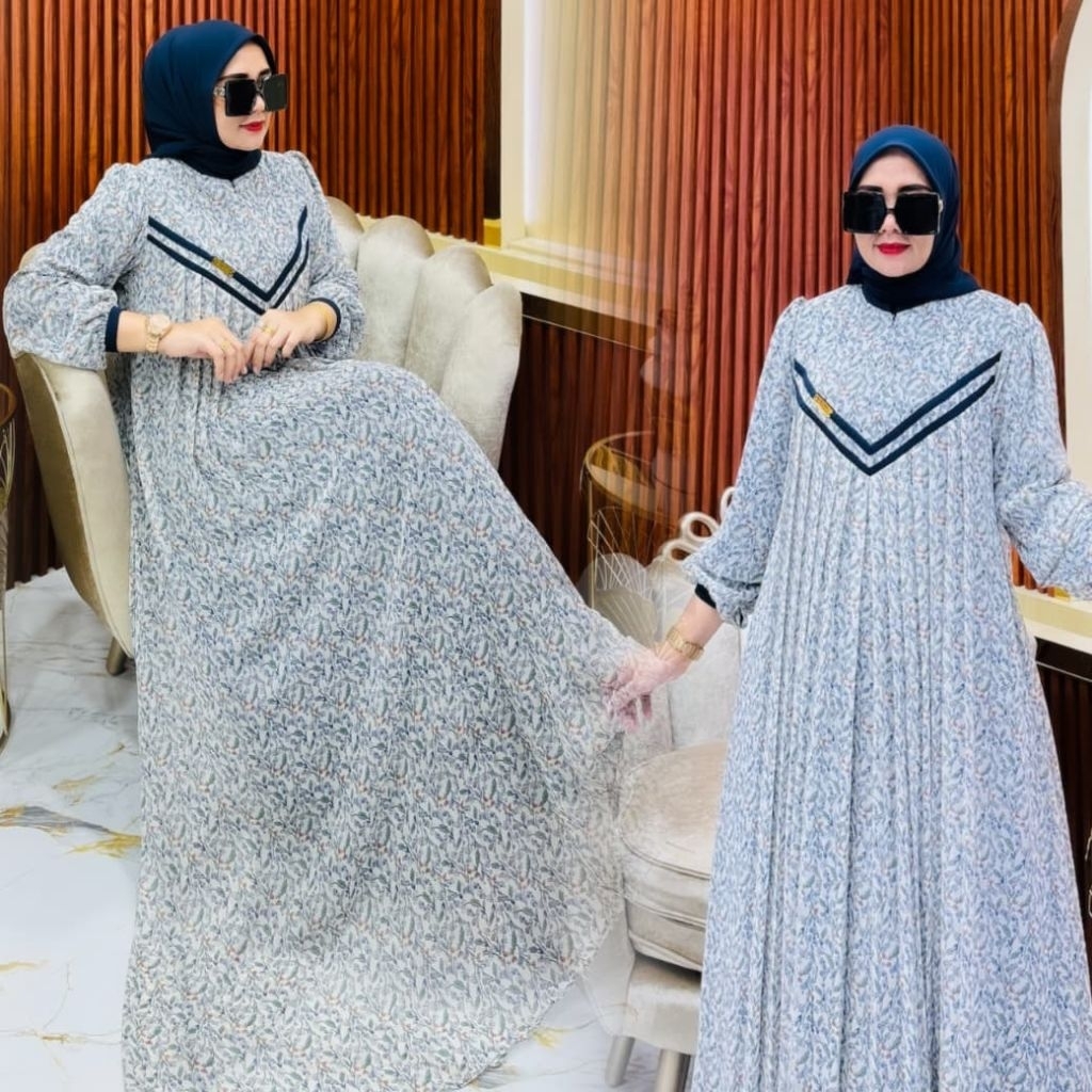 Maharani Dress set hijab / Gamis motif set hijab segi empat terbaru