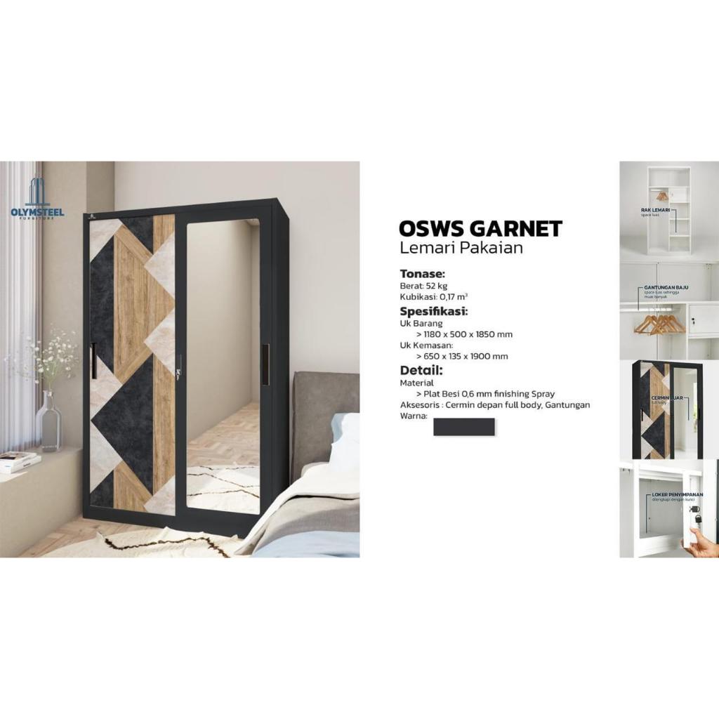 Lemari Olympic Olymsteel OSWS Garnet dan Sekayu120 Sliding Wardrobe