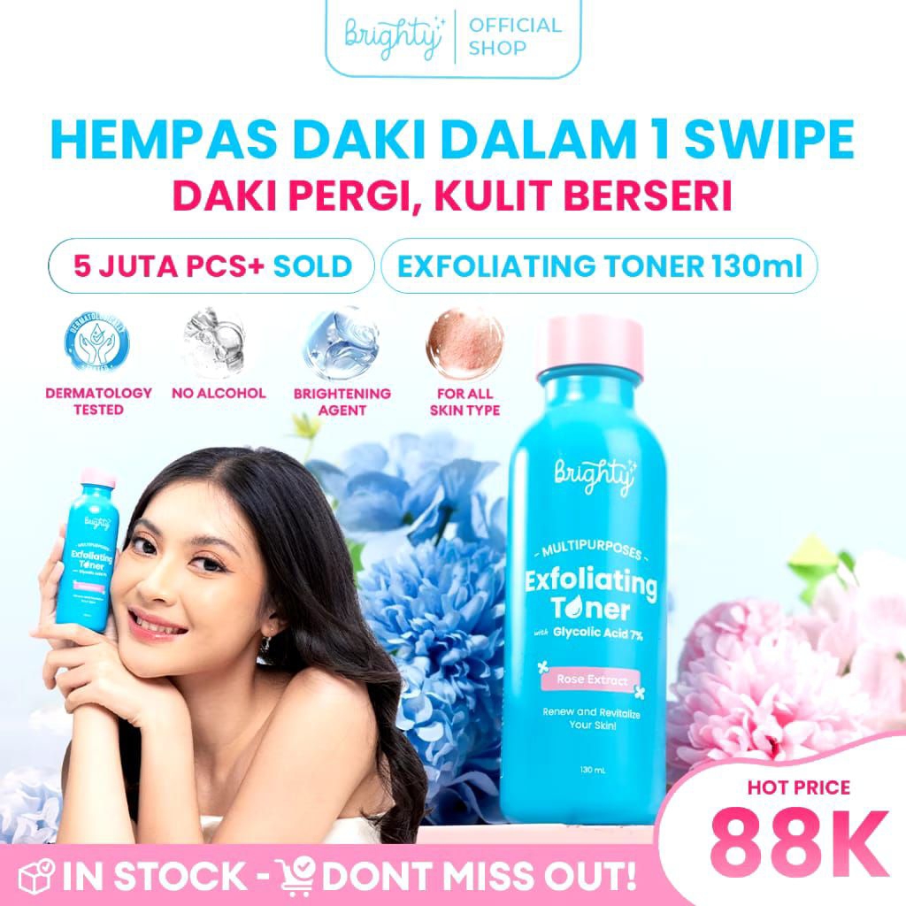 {READY} BRIGHTY MULTIPURPOSE EXFOLIATING TONER PEMUTIH BADAN PENCERAH KETIAK PEMUTIH LEHER