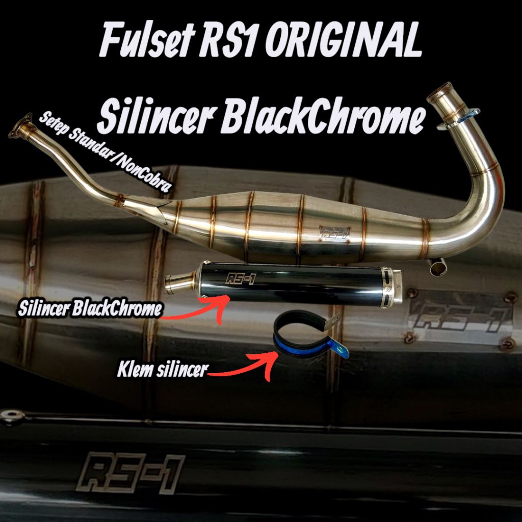 Paket Murah Knalpot RS1 ORIGINAL Silincer Black Chrome Fulset RS1 ORIGINAL Stenlis & Galvanis Standa