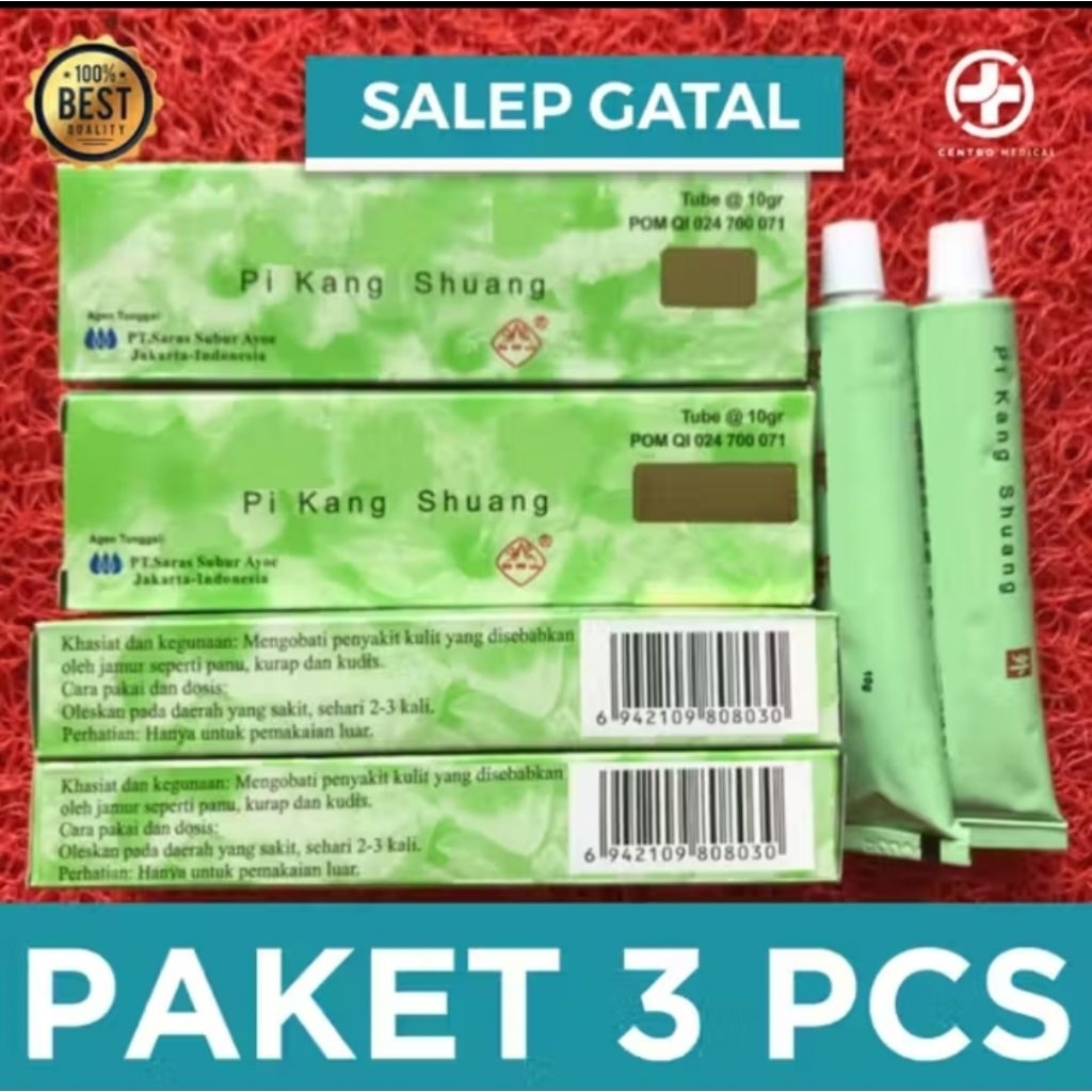 Pi Kang Shuang 3 pcs Original 100% | Krim Salep Kulit 10gr Obat Gatal Ruam Eksim
