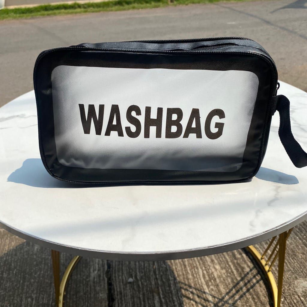 Tas Kosmetik WASHBAG Toiletry- Pouch Make-Up Travel Transparan Waterproof Tas Sabun Peralatan Mandi