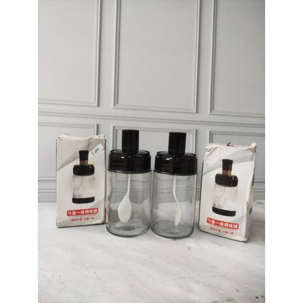 Botol Bumbu Kaca plus sendok, Botol kaca sendok