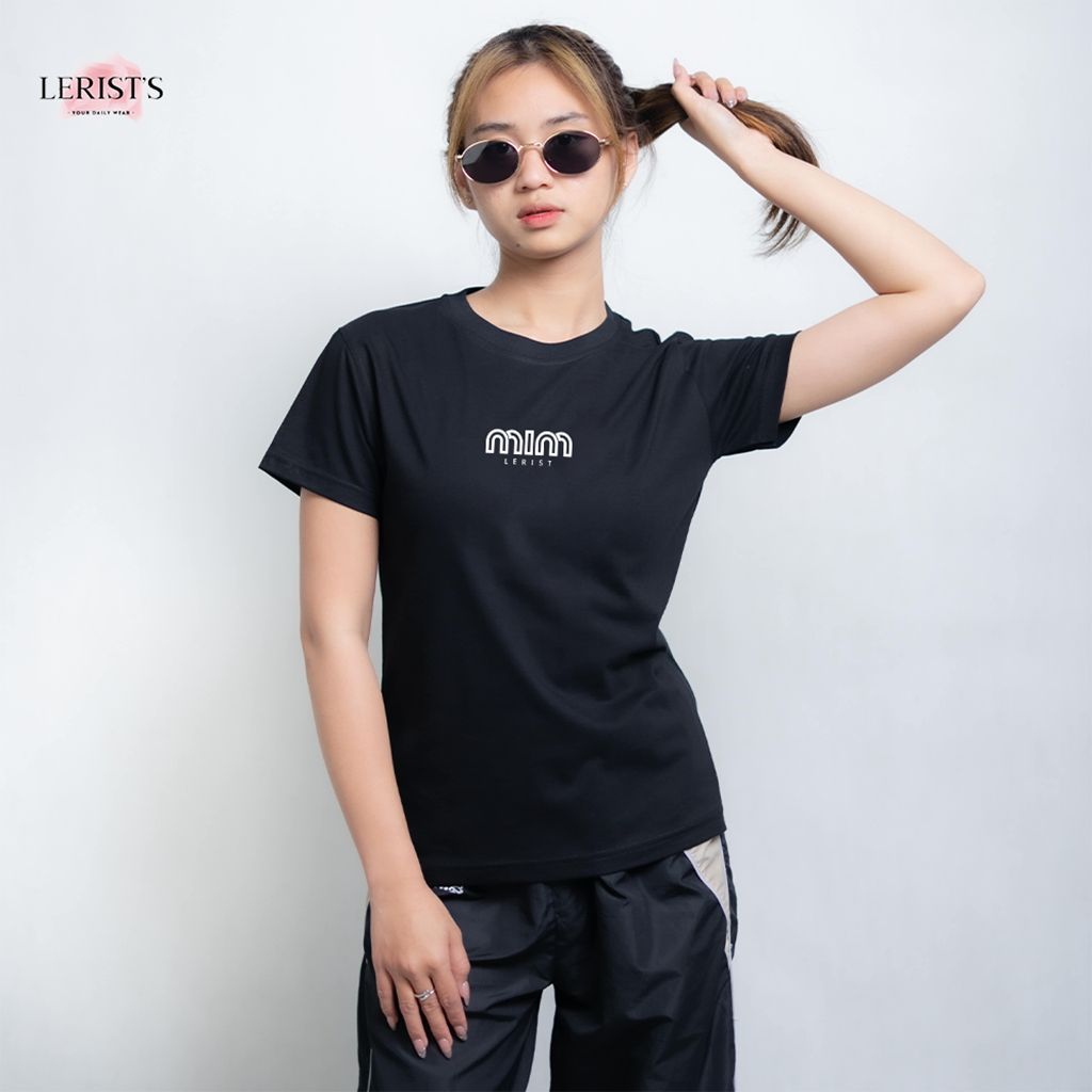 Oneck Mim Lerist- Atasan wanita kekinian leher bulat motif mim cotton combed 30s premium Lerist
