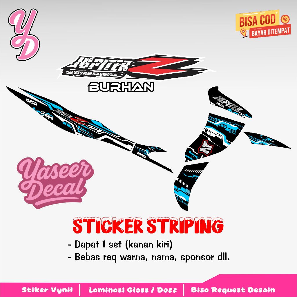 Striping Jupiter Z Burhan - Sticker Striping Variasi Lis Jupiter Z Burhan - Striping Hologram Jupite
