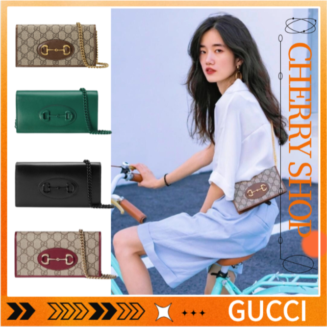 100% Authentic Gucci Horsebit 1955 Collection Chain Wallet Wanita/Tas Rantai/Dompet Rantai