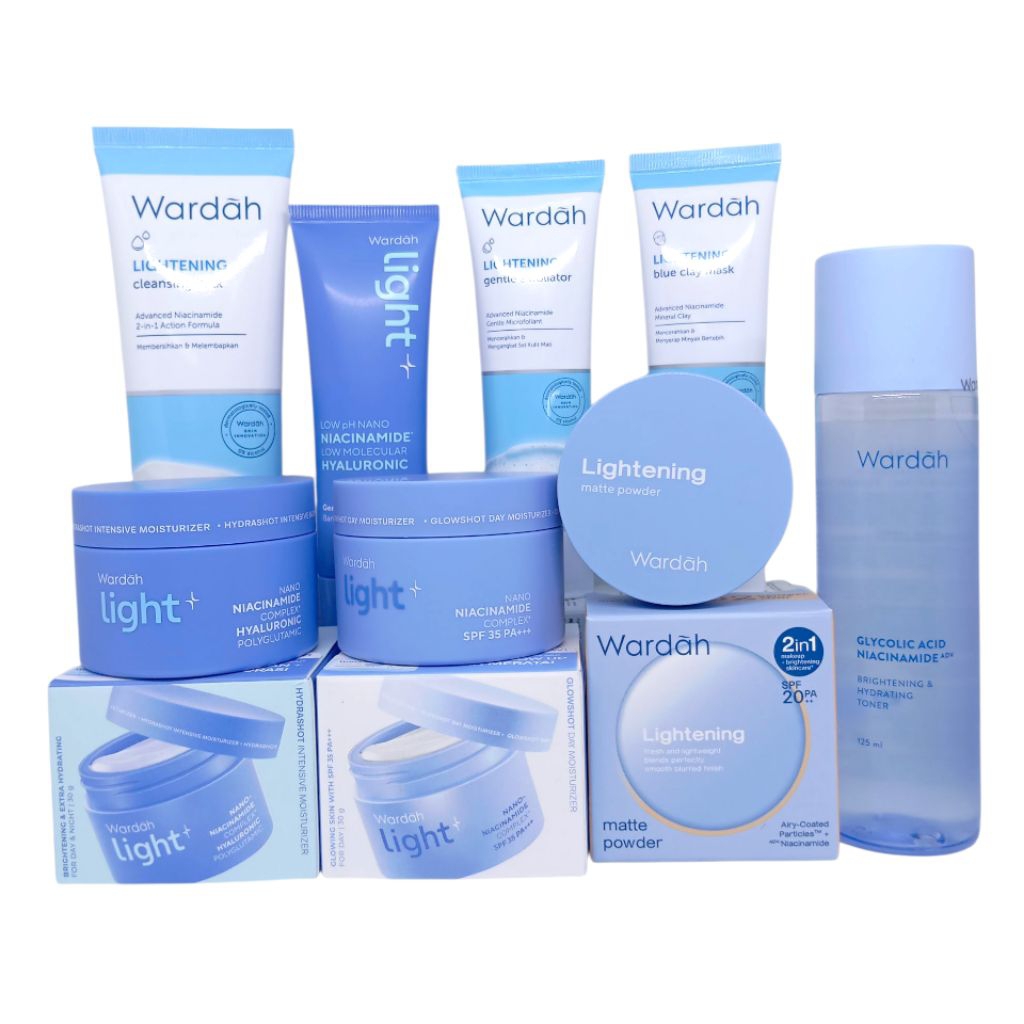 Paket Wardah Light+ Nano Niacinamide Skincare Komplit / Wardah 1 paket Skincar Untuk Mencerahkan War