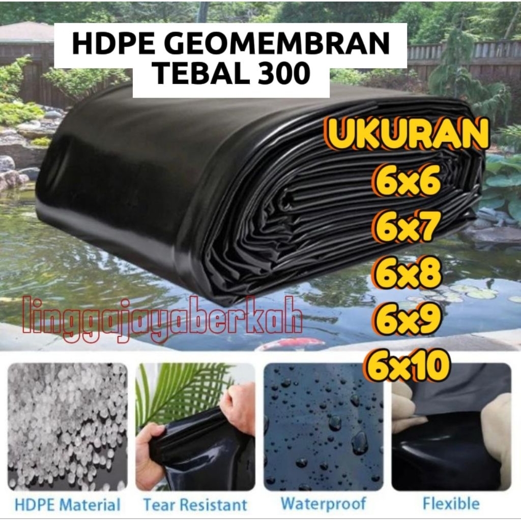 HDPE GEOMEMBRAN (PLASTIK KOLAM) TEBAL 300 MICRON LEBAR 6 METER PANJANG SESUAI KEBUTUHAN PILIH VARIAN