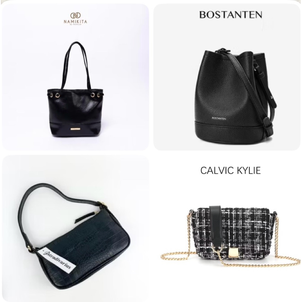 PRELOVED TAS BOSTANTEN/ NAMIKITA KAMIYA/ STRADIVARIUS / CALVIC KYLIE TAS PERGI HITAM