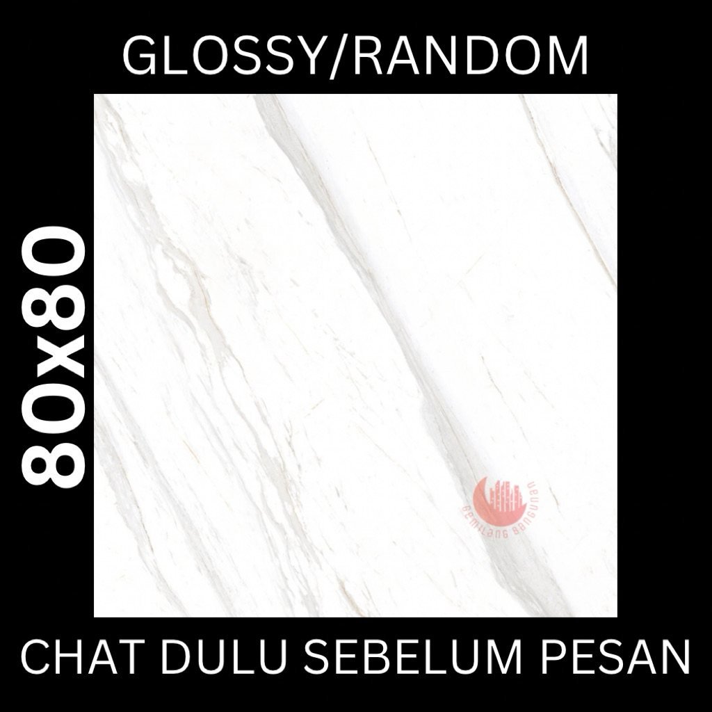 GRANIT IKAD 80x80 ALASKA WHITE / KERAMIK LANTAI / KERAMIK MEJA / KERAMIK LICIN / KILAT / MOTIF CARAR