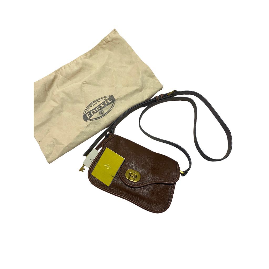 Fossil Heritage Flap Crossbody Brown PL