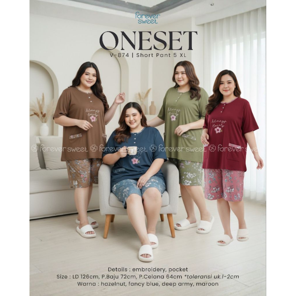 GROSIR Baju Tidur FOREVER Sweet Concept 3/4 XXXXXL 5XL / Super Jumbo MP5X 1561, MP5X 1557 B, V 849, 