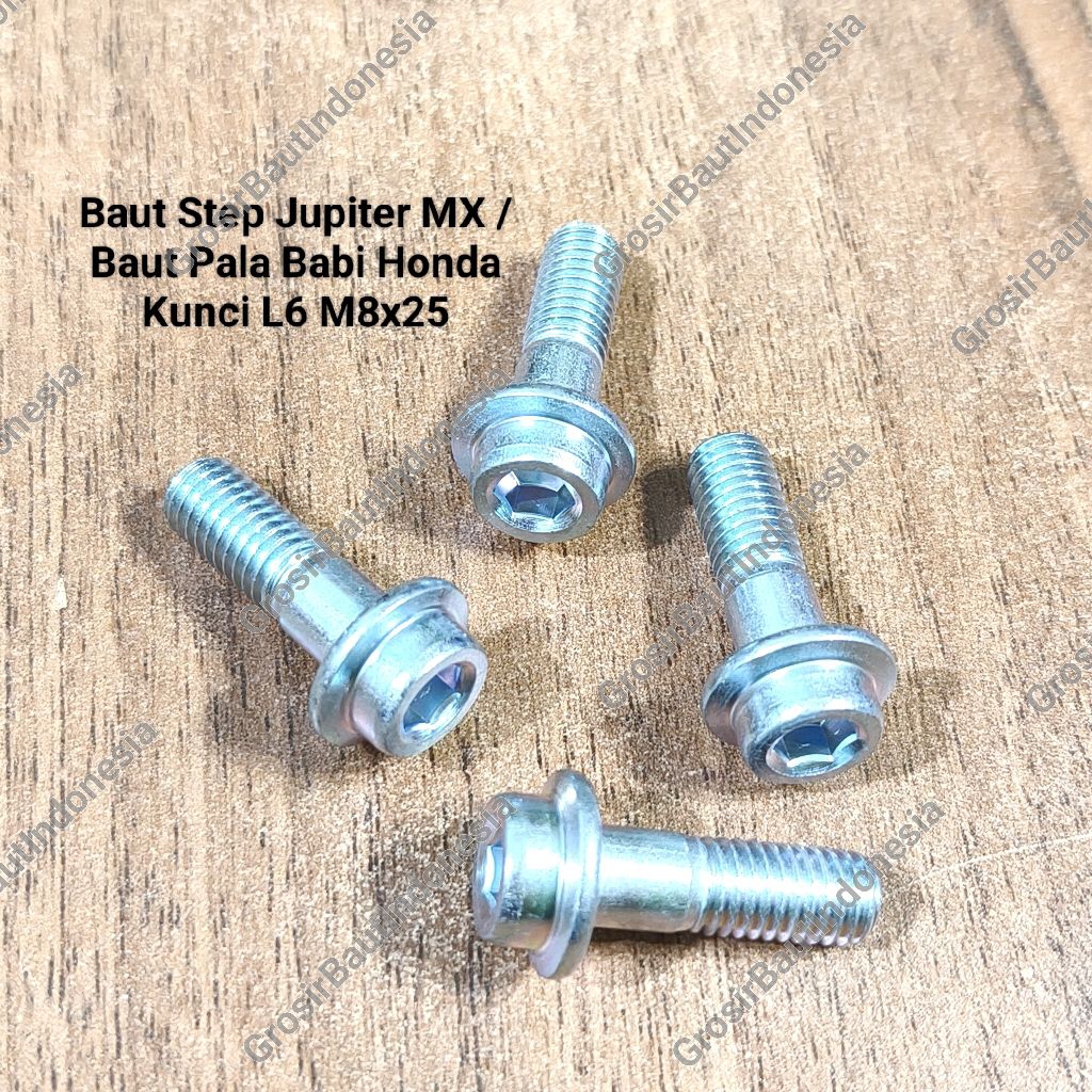 (4pcs) Baut Step Jupiter MX / Baut Pala Babi Honda Kunci L6 M8x25