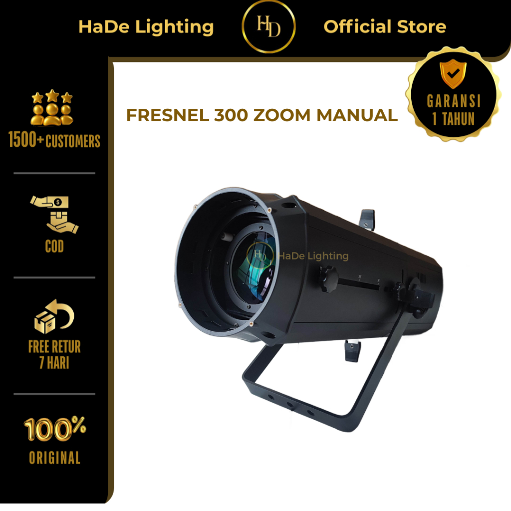 Fresnel Zoom 300 Watt Profile - Lampu Sorot Fresnel LED COB 300 Watt Zoom Profile White Warmwhite