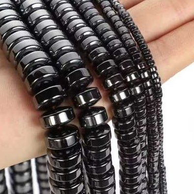 BATU HEMATITE/NATURAL STONE BLACK THICK/HEMATITE RONDELLE BEADS/BATU HEMATITE 5X8