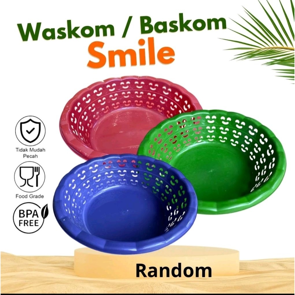 HARGA WASKOM GROSIR50 PCS BASKOM SENYUM/SMILE PLASTIK/WAKUL BERKAT HAJATAN/TEMPAT MAKANAN/BASIN